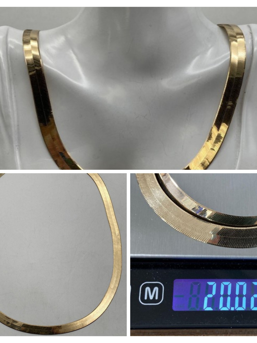 Gold Herringbone Collar Necklace - Unbranded